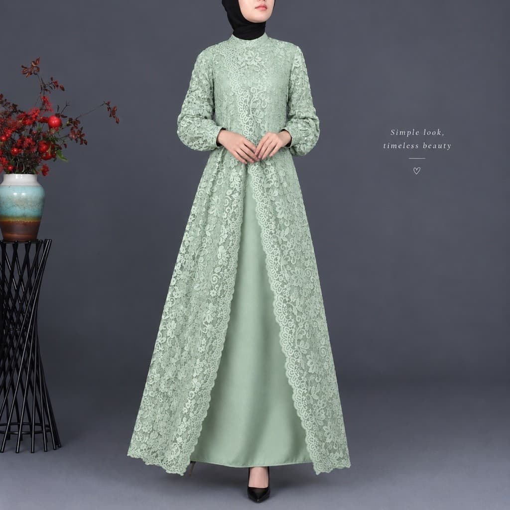 ADELLIA DRESS — OLD SAGE